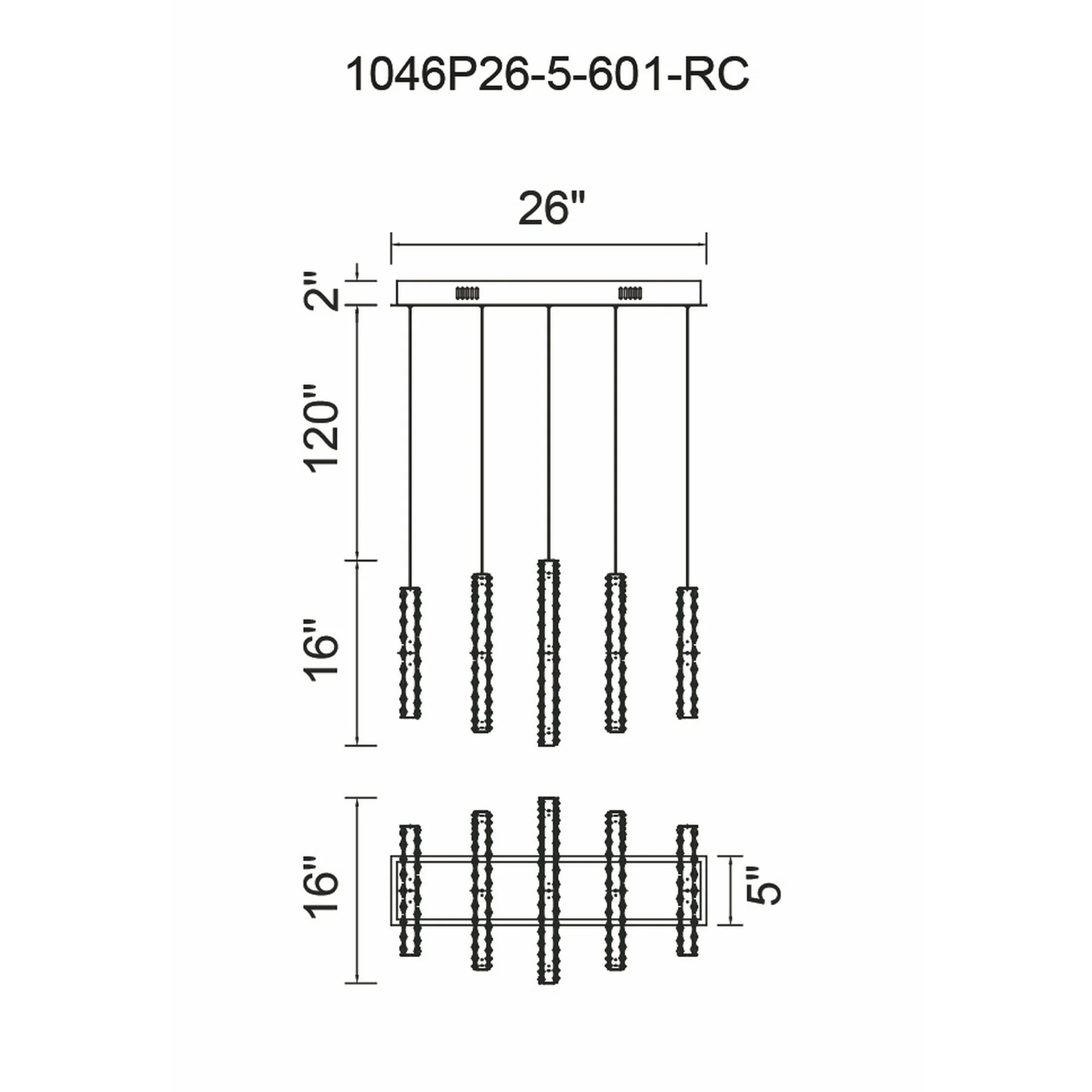 CWI Lighting Celina Integrated LED 26" 5 Ring Chandelier - Chrome - Image 6