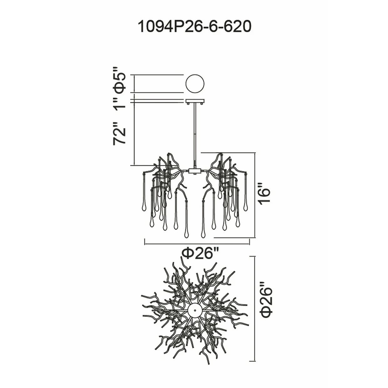 CWI Lighting Anita 6 Light Chandelier - Image 5