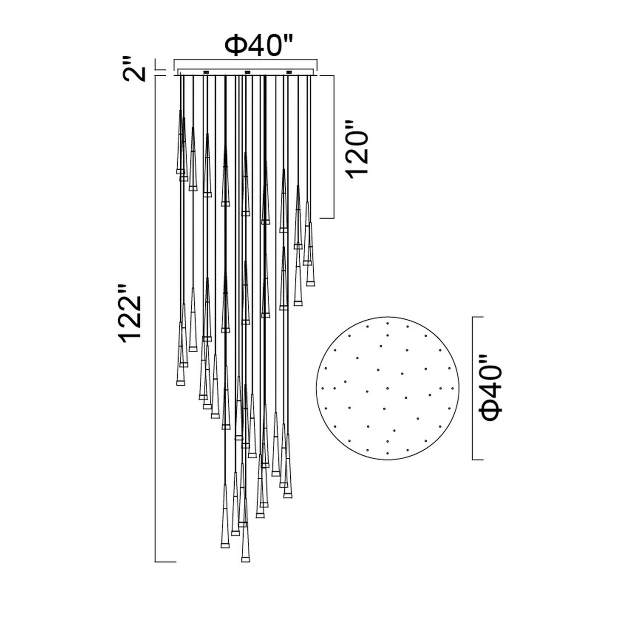 CWI Lighting Andes Integrated LED Multi Light Pendant - Satin Gold - Image 6