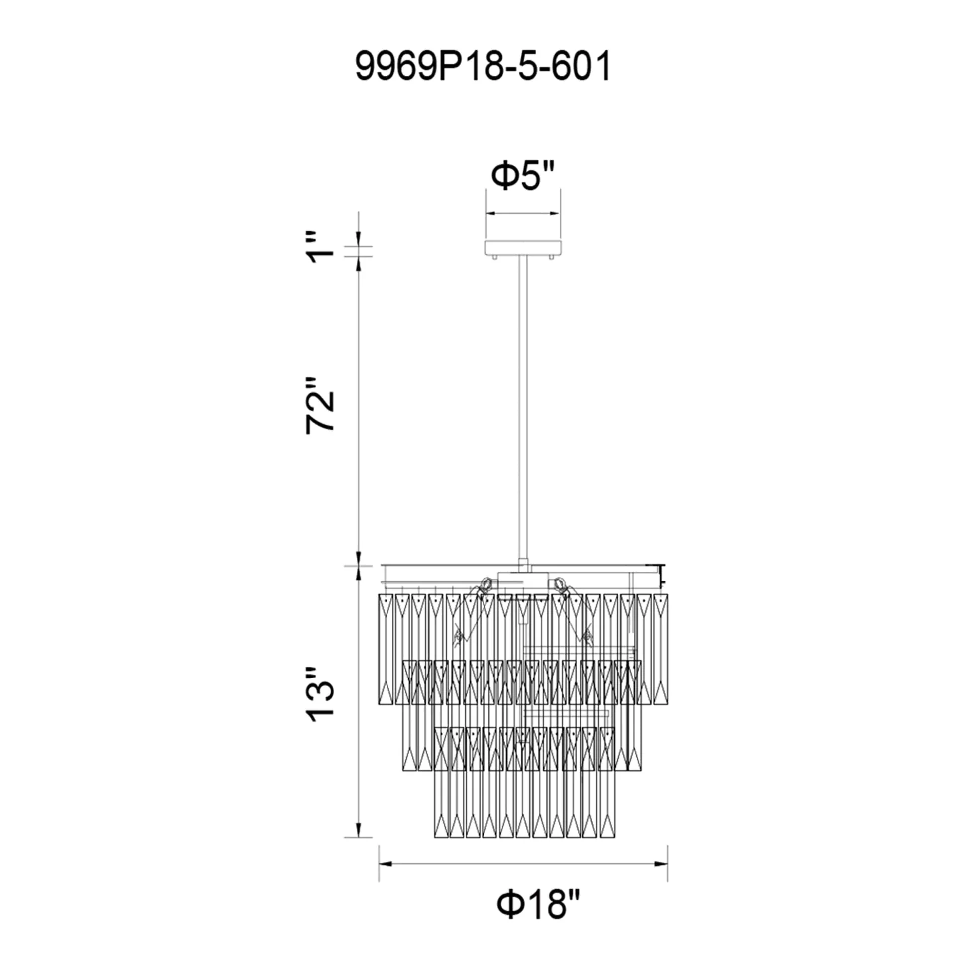 CWI Lighting Weiss 5 Light 18" Down Chandelier - Chrome - Image 6