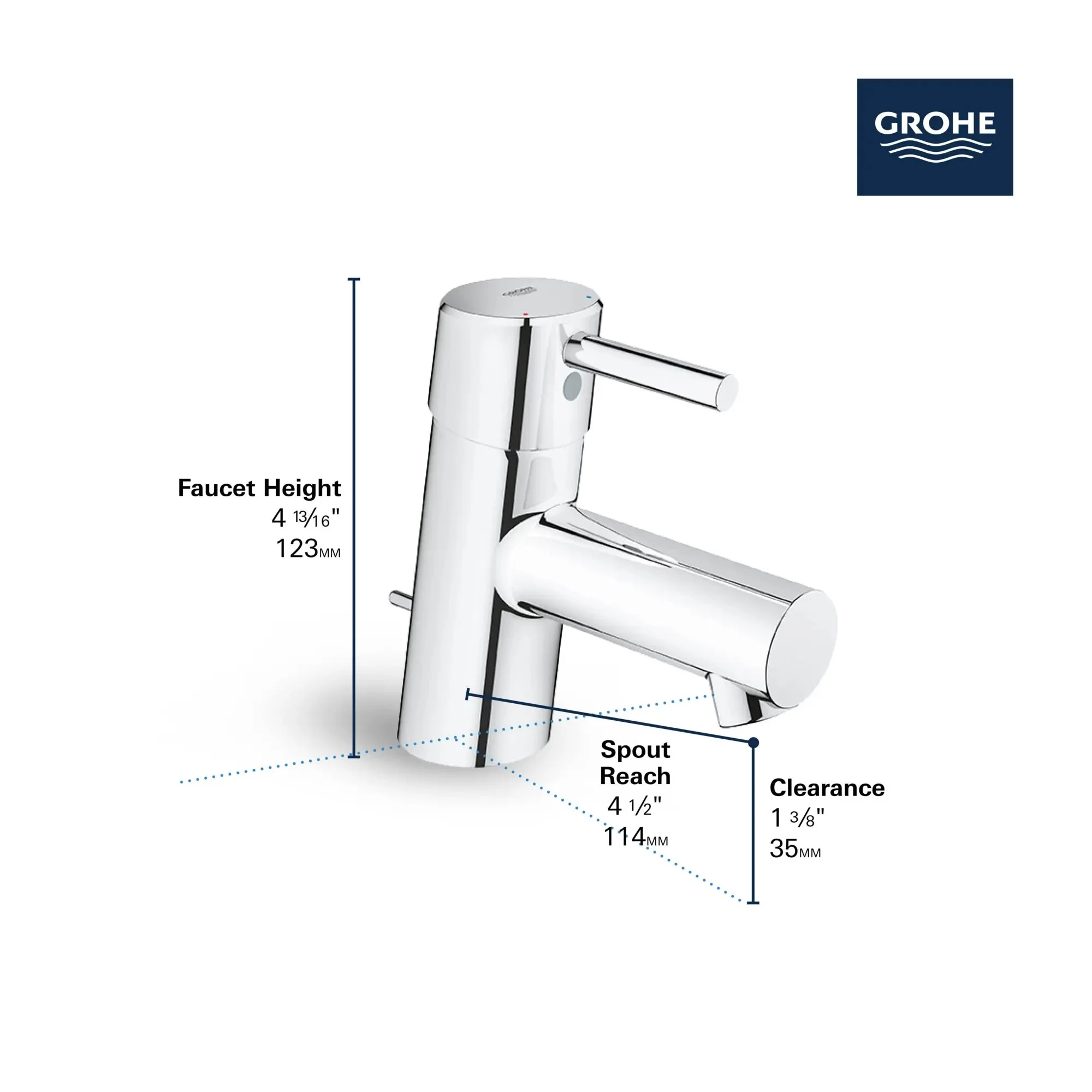 Grohe Concetto Single Hole Single-Handle XS-Size Bathroom Faucet - 1.2 GPM (4.5 L/min) - Image 6